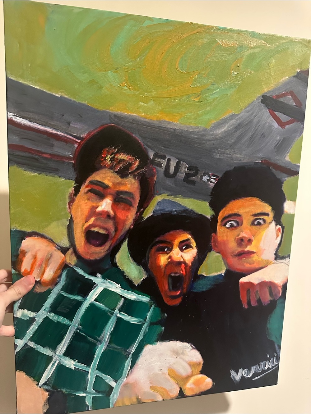 Beastie Boys 18x24 painting Portrait Wall Art in Green and Black